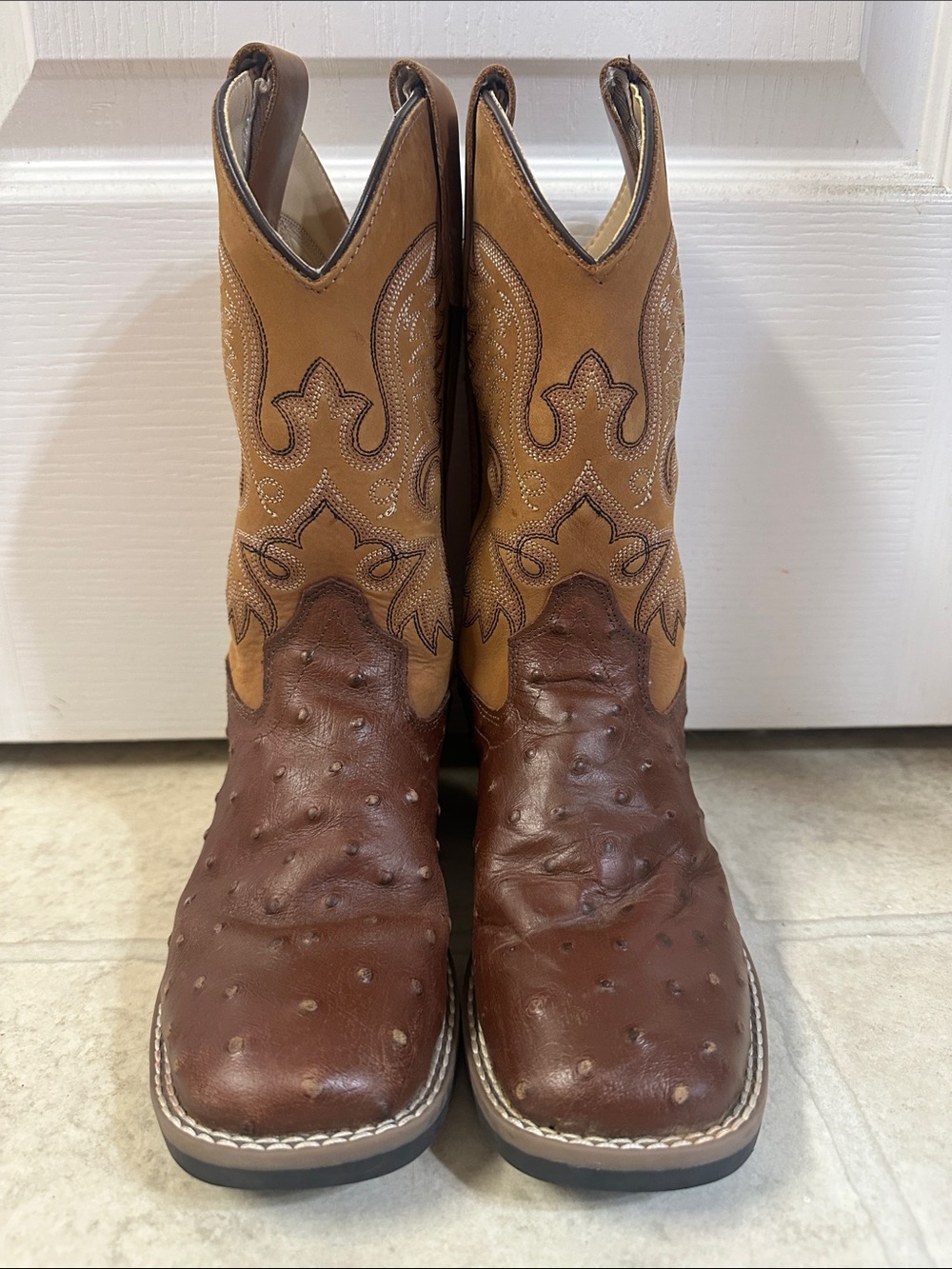 Kids Two-Tone Brown Western Cowboy Boots